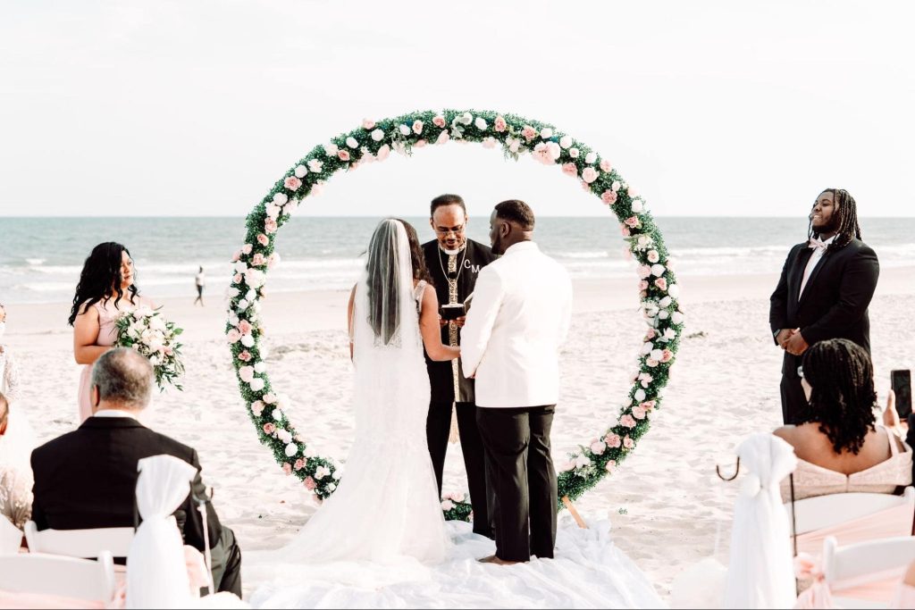 image of couple taking wedding vows