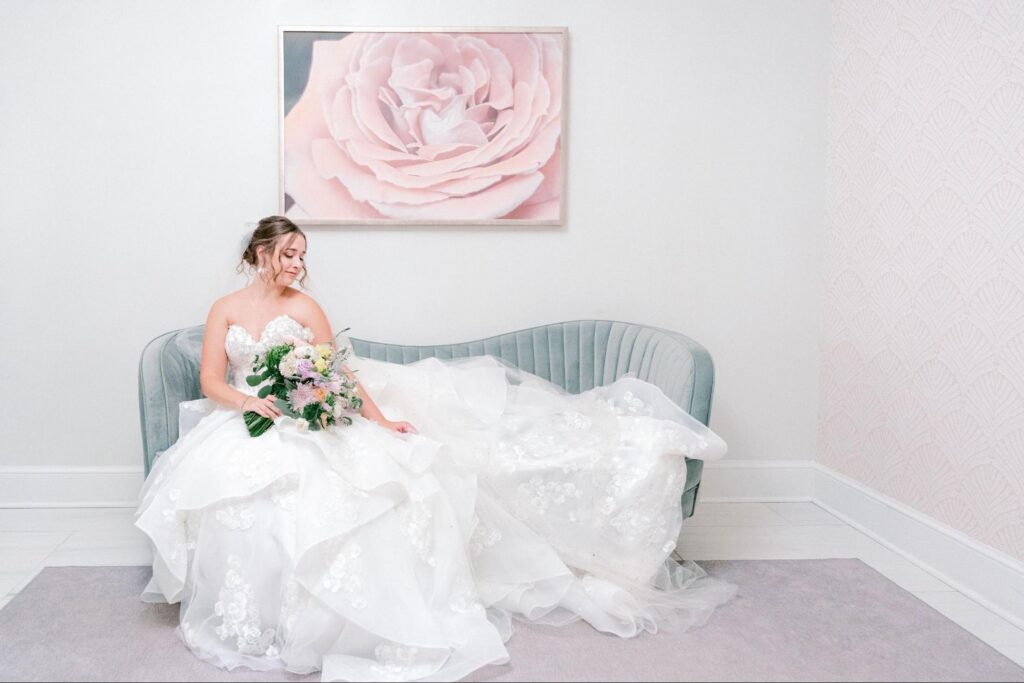 image of a bride sitting on a couch