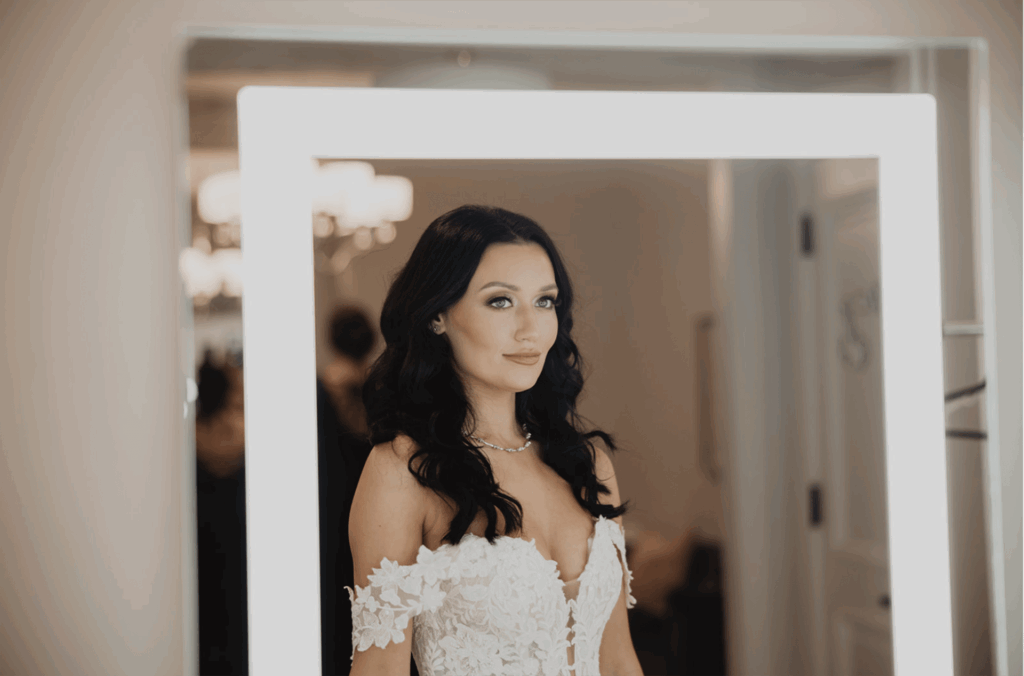 image of bride in mirror